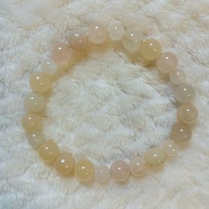 Rose Quartz & Flower Agate Handmade Crystal Gem Bead Bracelet